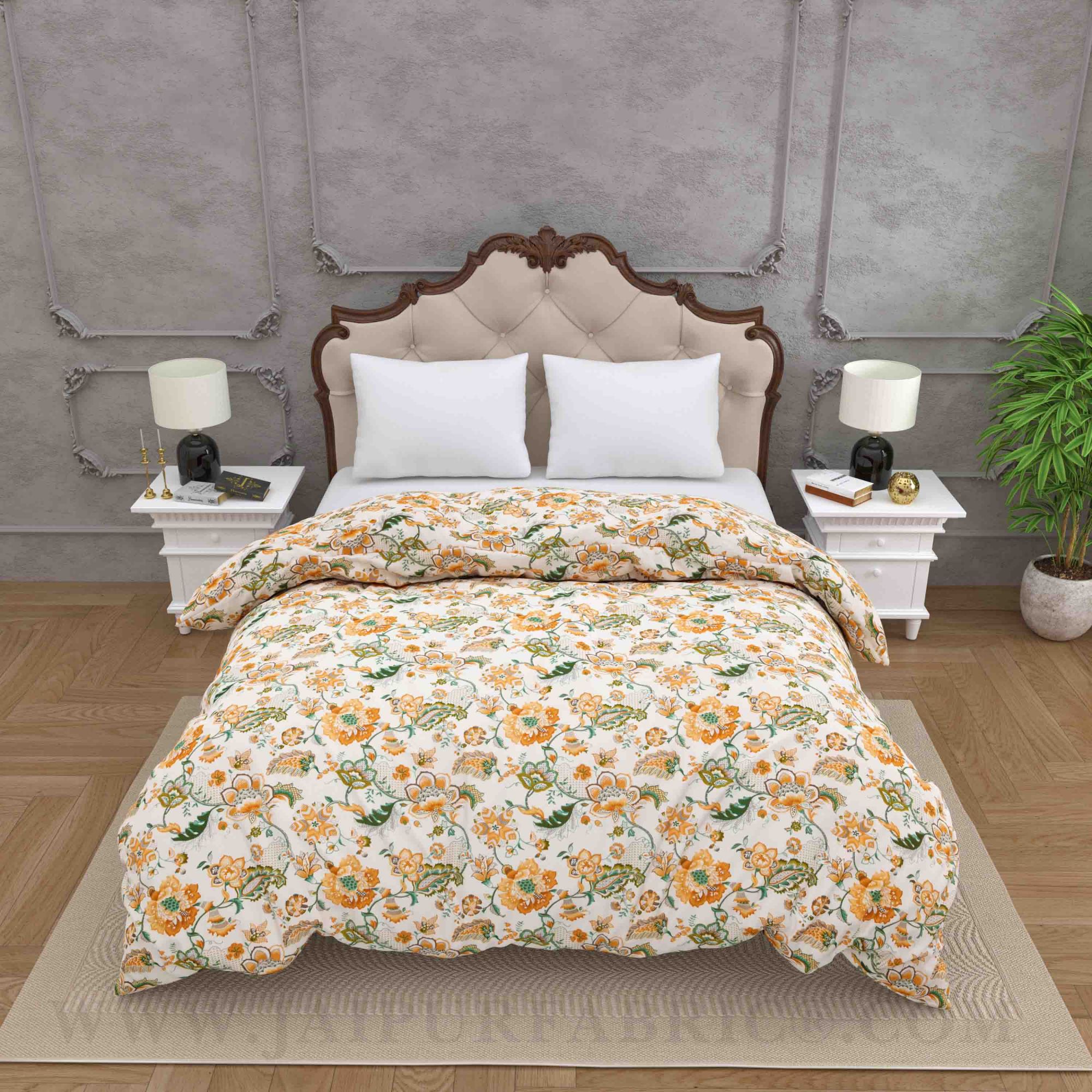 JaipurFabric® Anokhi Print Royal Orchid Peach Double Bed Comforter