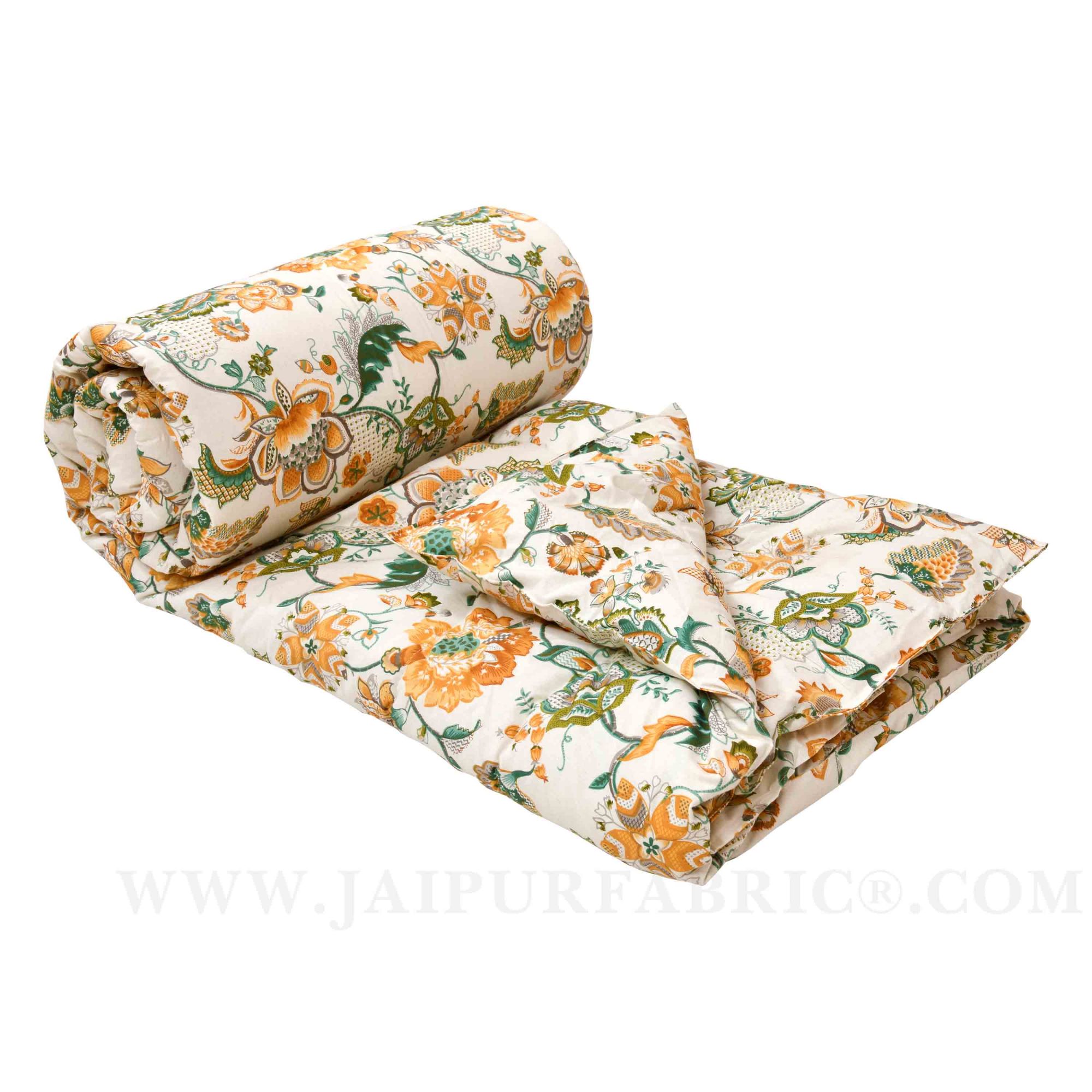 JaipurFabric® Anokhi Print Royal Orchid Peach Double Bed Comforter