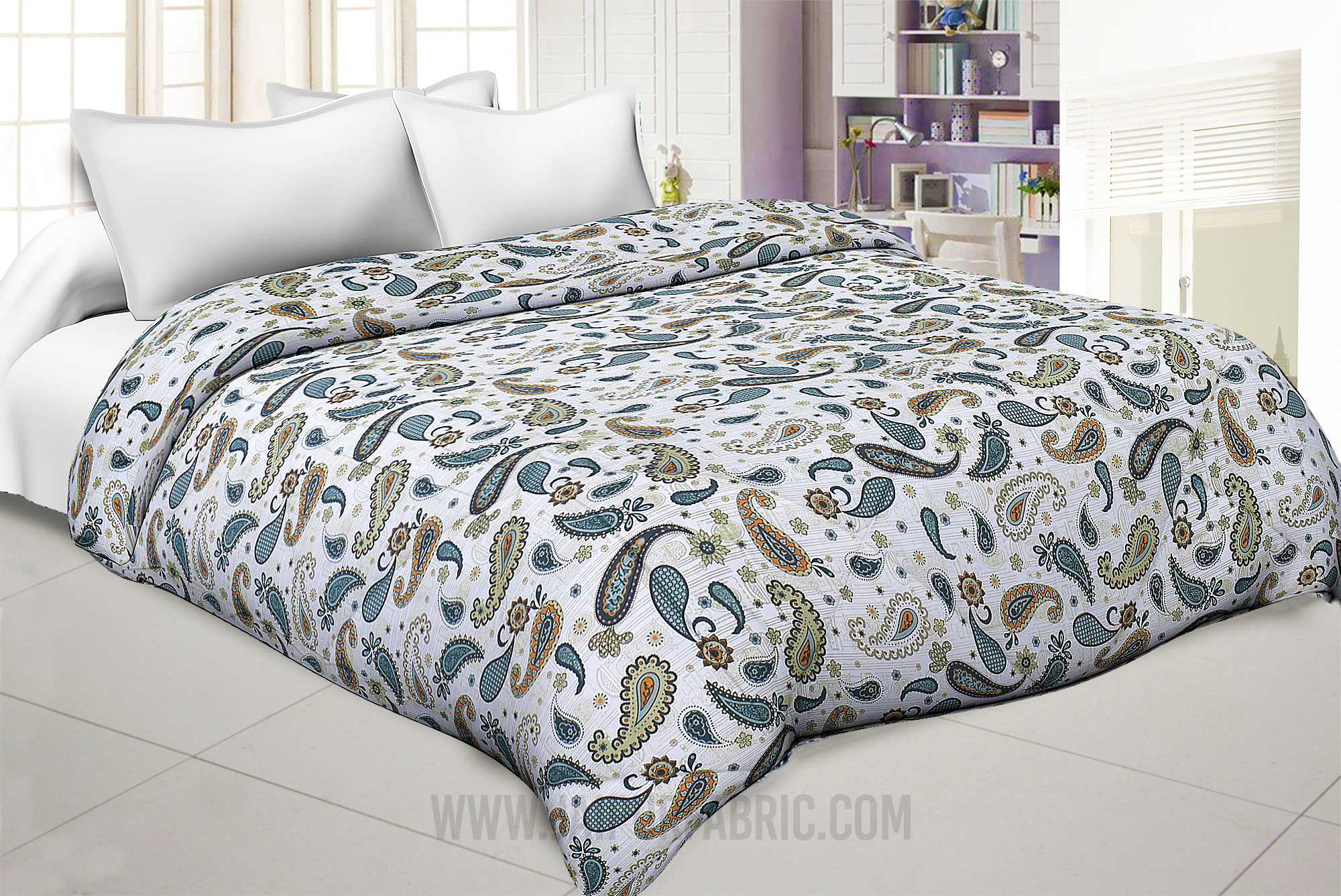 Bed in a Bag Paisley Blueish Grey Double BedSheet Comforter Combo