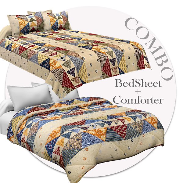 Bed in a Bag Barmeri Pastel Double BedSheet Comforter Combo