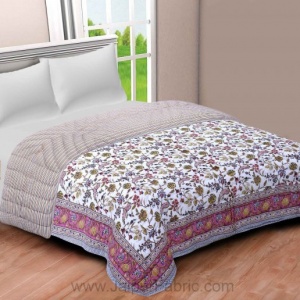 Jaipuri Quilt  Floral Print Double Bed Quilt