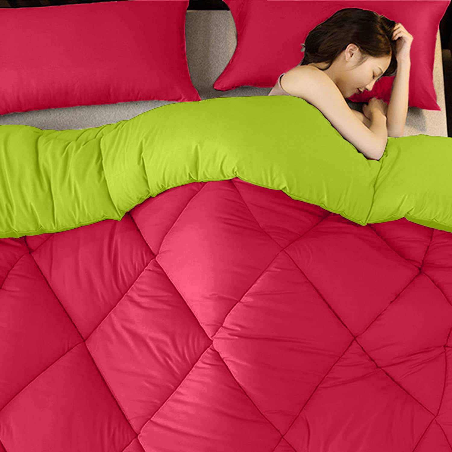 Red-Lemon Green  Double Bed Comforter