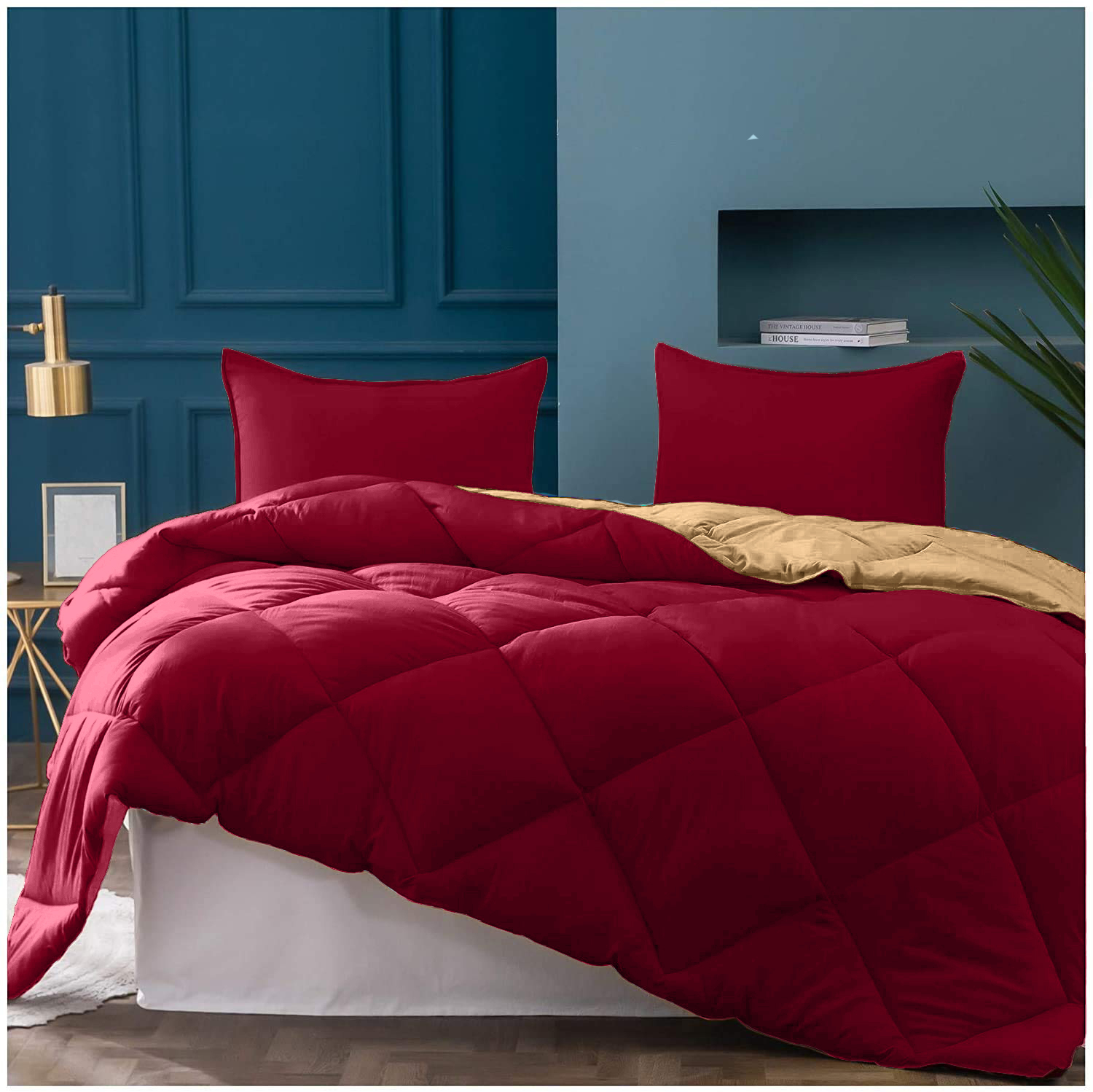 Red-Off White  Double Bed Comforter