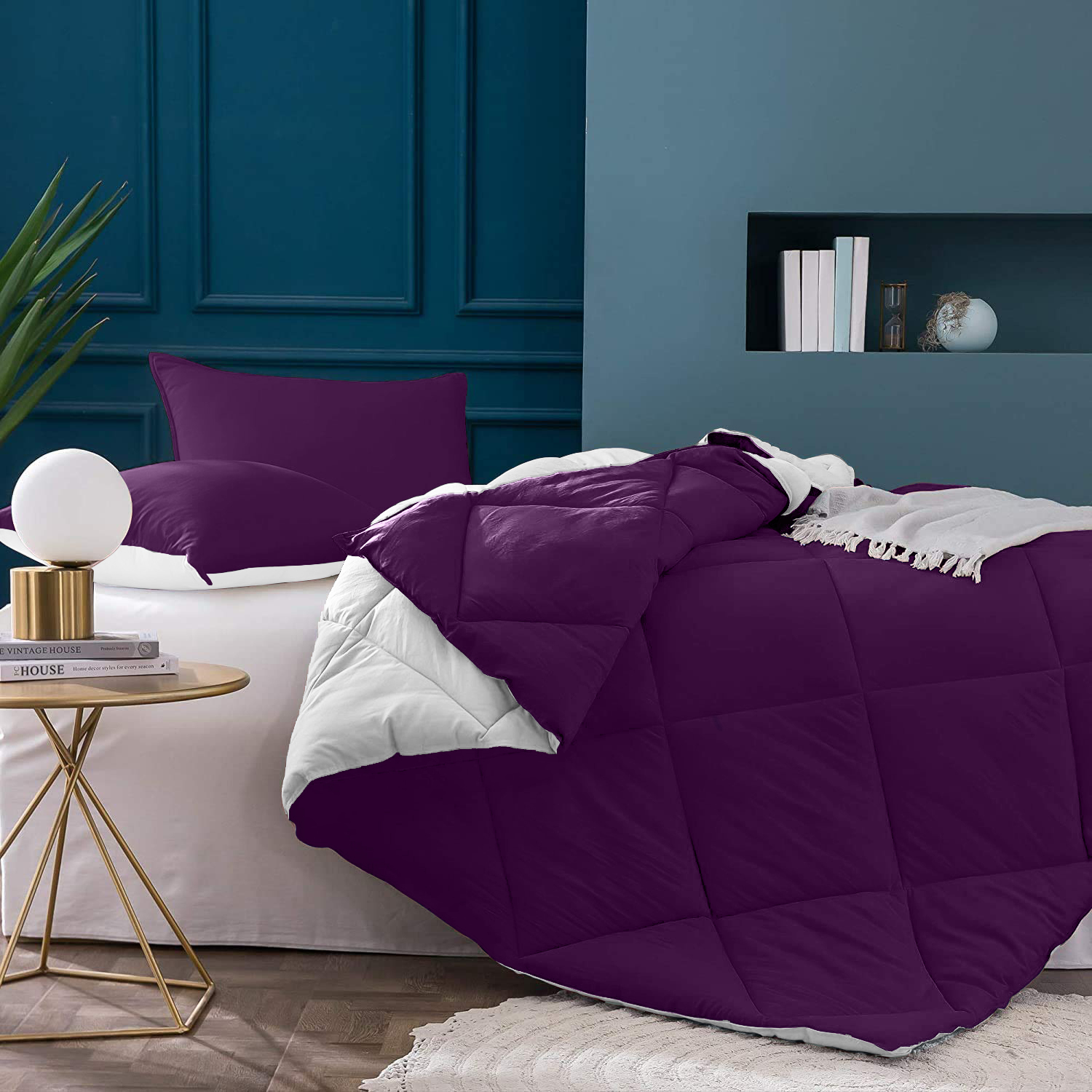 Purple Light Grey Double Bed Comforter