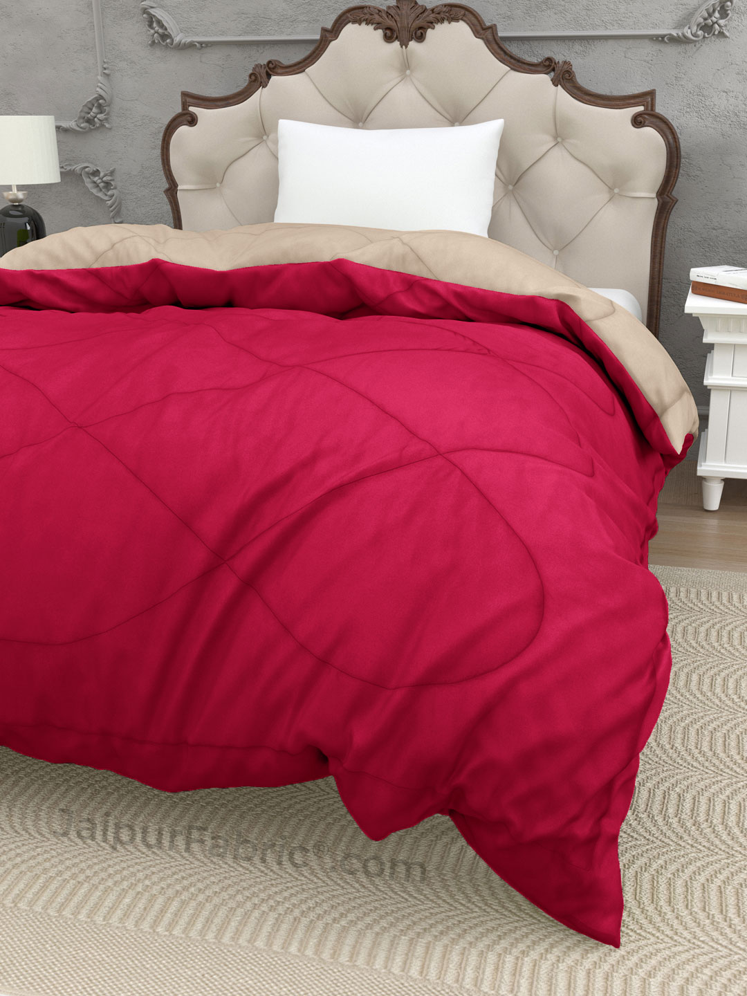 Smoke White Dark Pink Single Bed Comforter