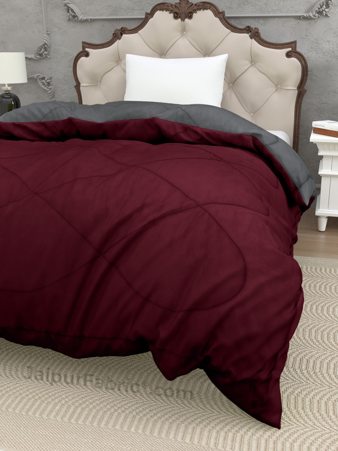 Maroon Dark Grey Single Bed Comforter