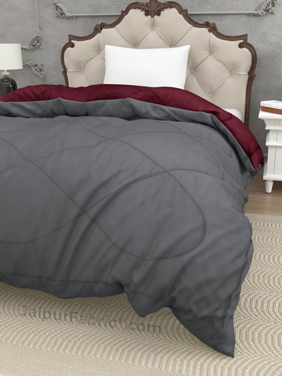 Dark Grey Maroon Single Bed Comforter
