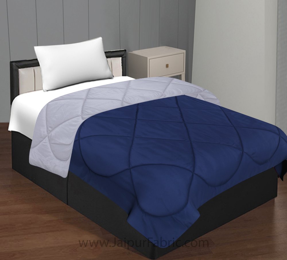 Navy Blue Light Grey Single Bed Comforter