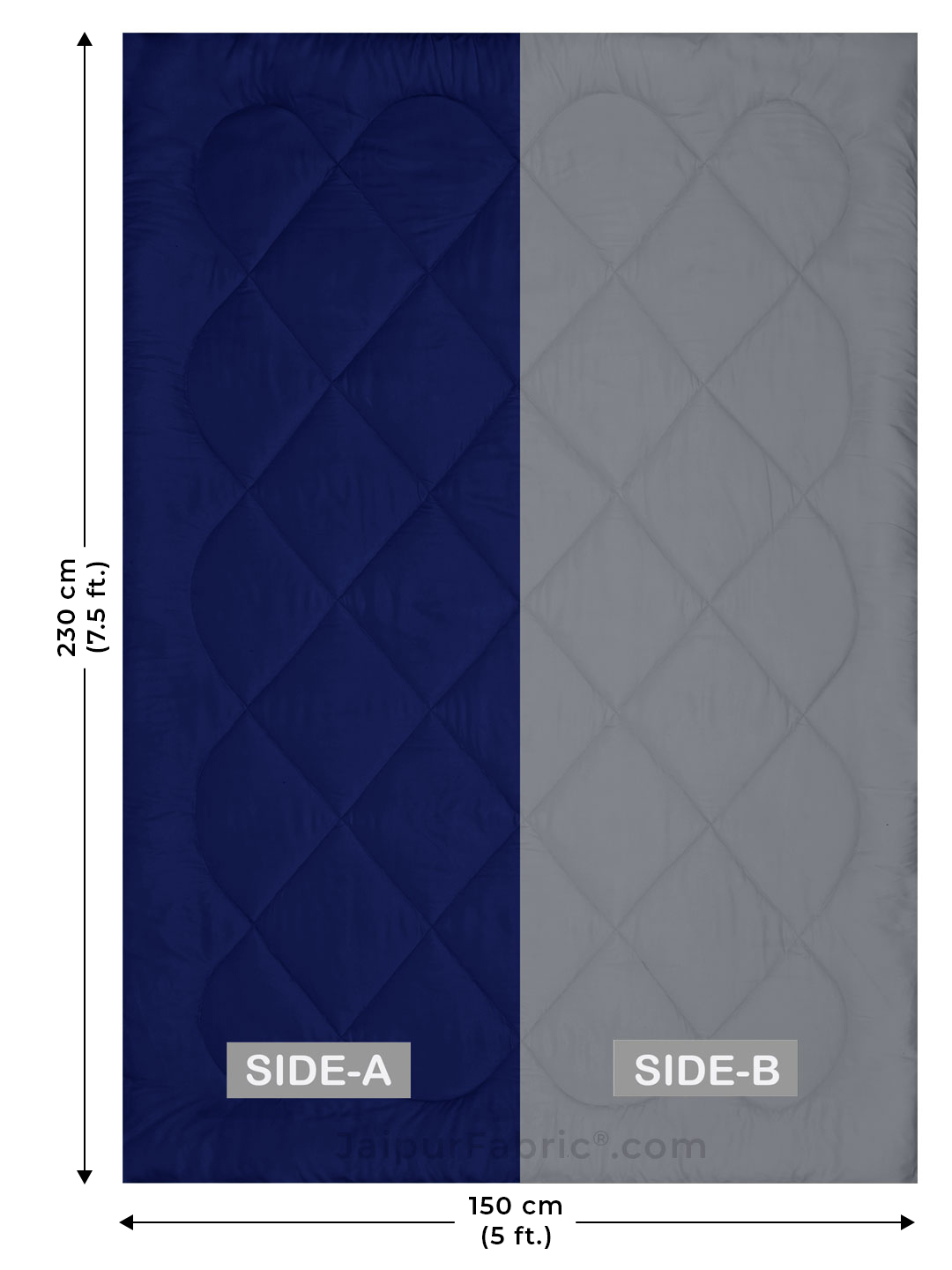 Light Grey Navy Blue Single Bed Comforter