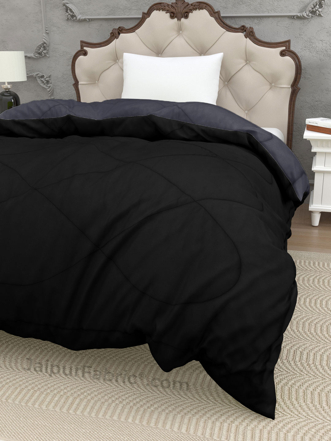Black Dark Grey Single Bed Comforter