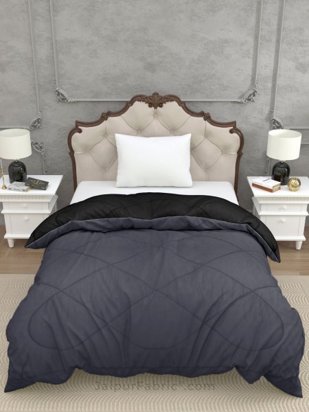 Dark Grey Black Single Bed Comforter