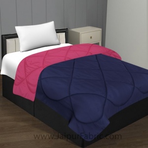 Dark Pink Navy Blue Single Bed Comforter
