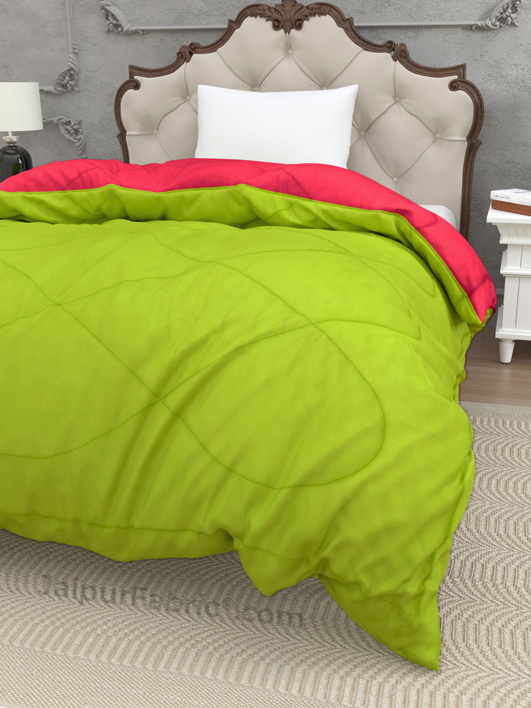 Dark Pink Parrot Green Single Bed Comforter