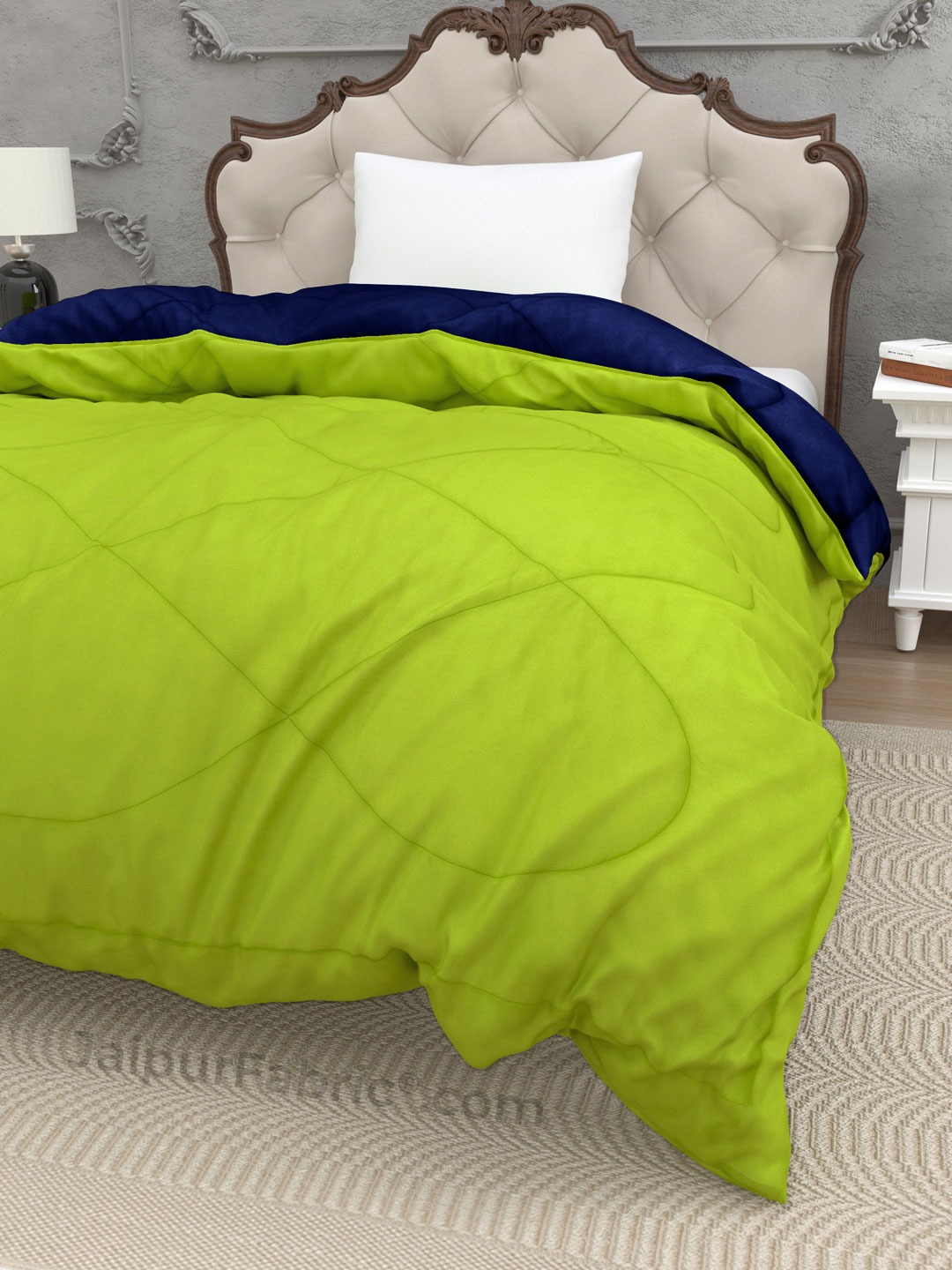 Parrot Green Navy Blue Single Bed Comforter