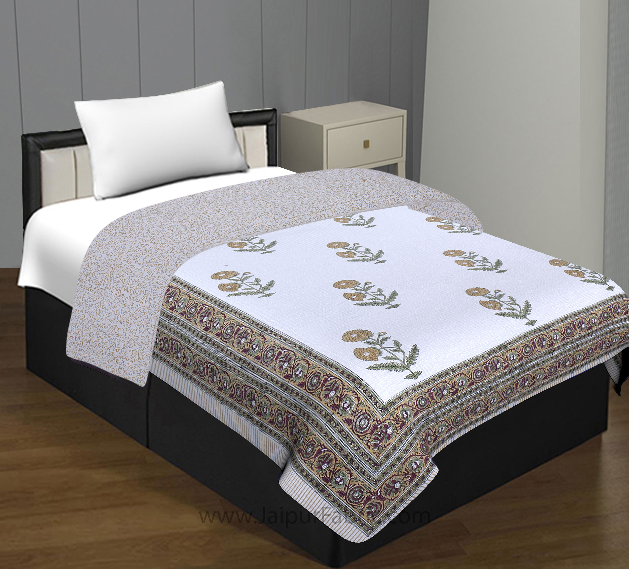 Traditional Hand Block Single Bed Comforter