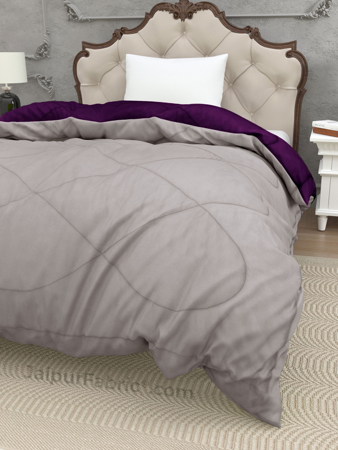Light Grey Purple Single Bed Comforter