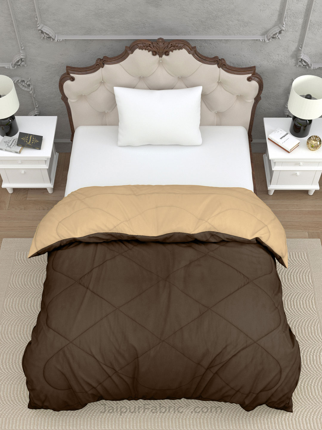 Off White Dark Brown Single Bed Comforter