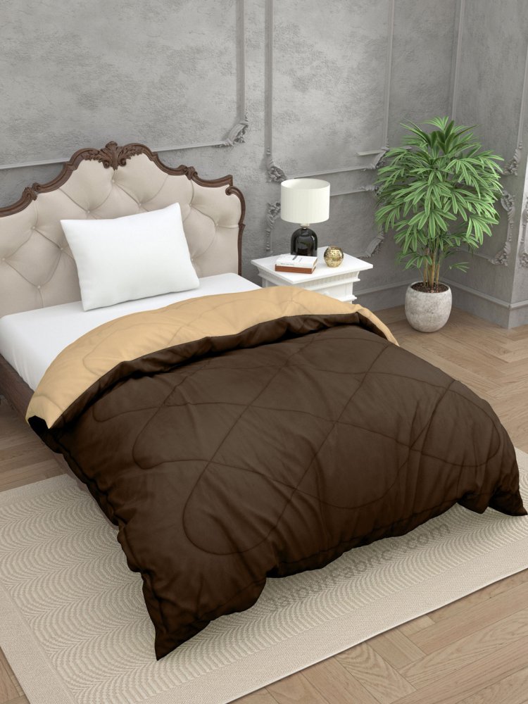Dark Brown-Off White  Single Bed Comforter