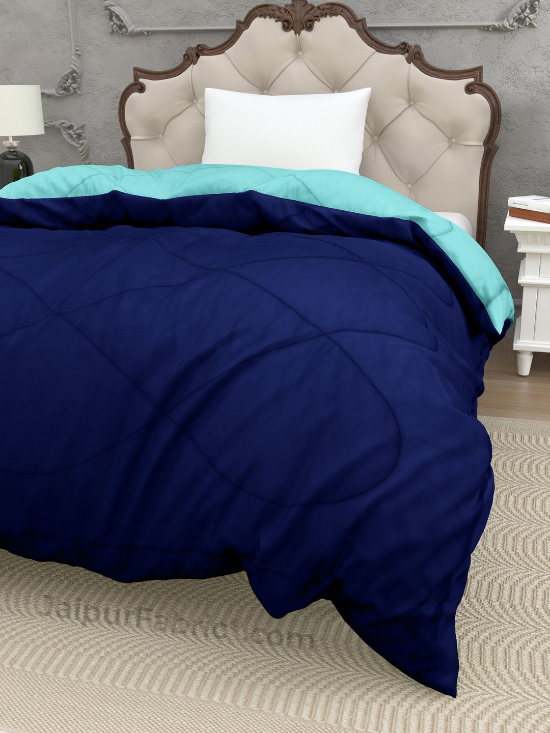 Aqua Green Navy Blue Single Bed Comforter