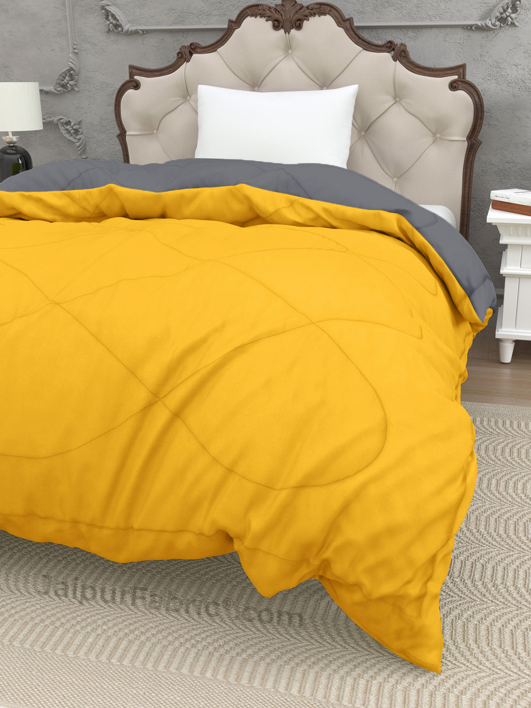 Light Grey Mango Yellow Single Bed Comforter