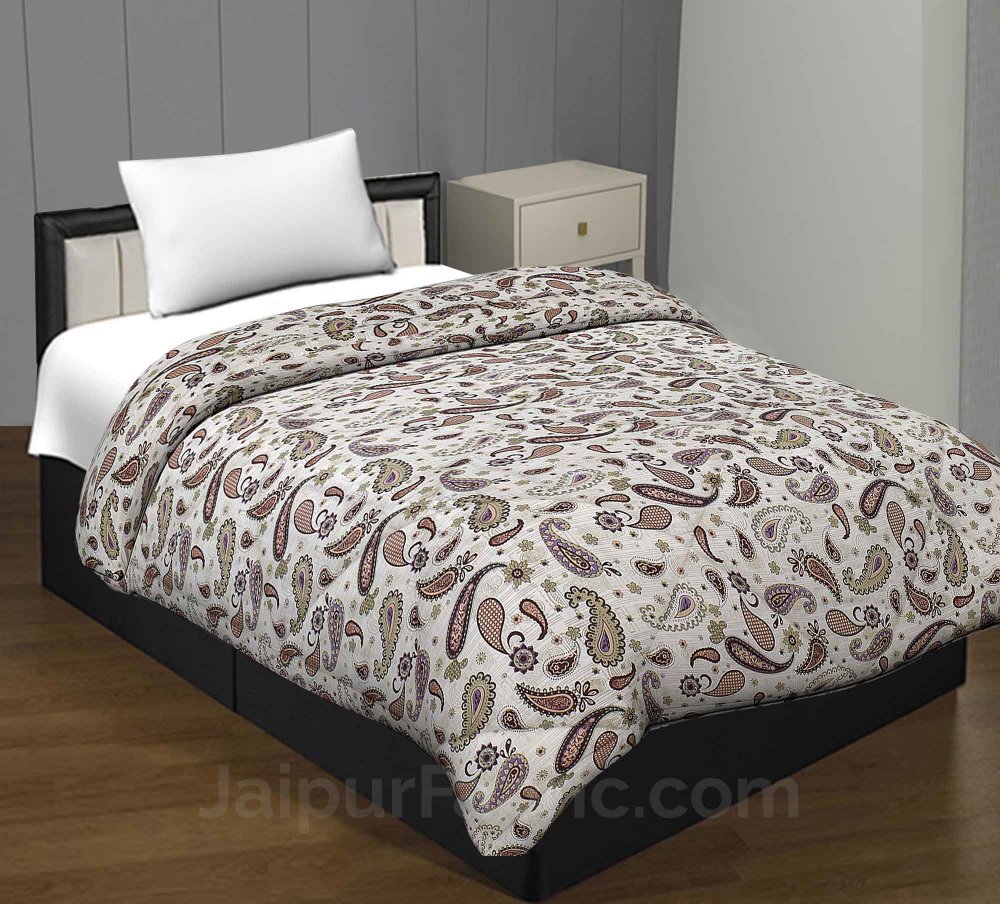 Paisley Creamish Pink Single Bed Comforter