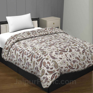 Paisley Creamish Pink Single Bed Comforter