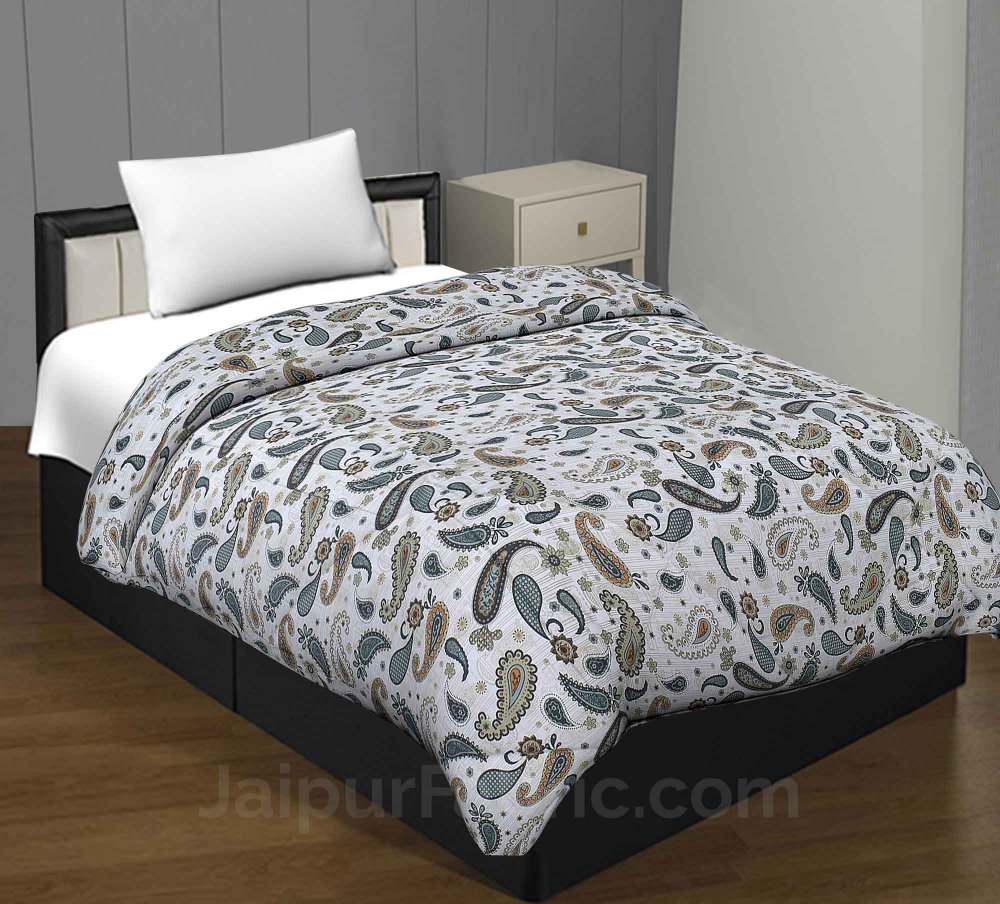 Paisley Blueish Grey Single Bed Comforter