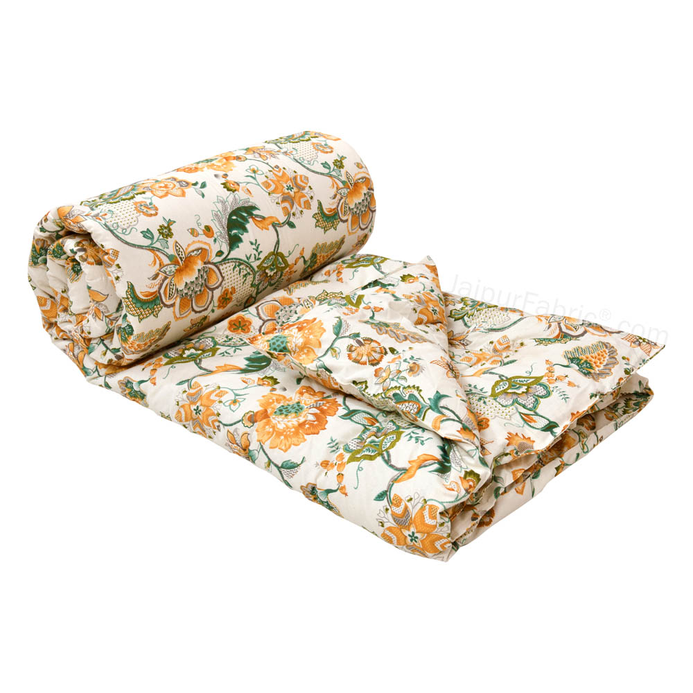 JaipurFabric® Anokhi Print Royal Orchid Peach Bed in a Bag Set of 4