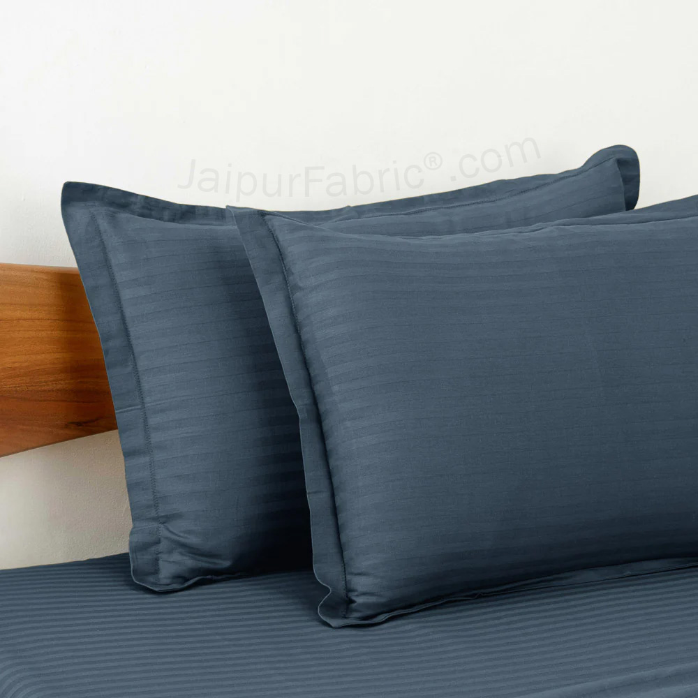 Dark Grey Satin Stripes Matching Bedsheet and Comforter SET of 4 Bed in a Bag
