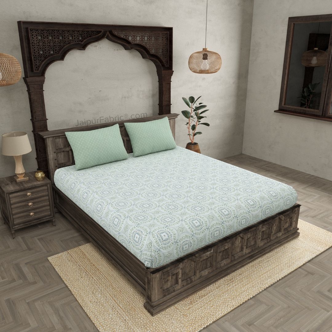 The Icon Green Cotton Dohar and Bedsheet Combo