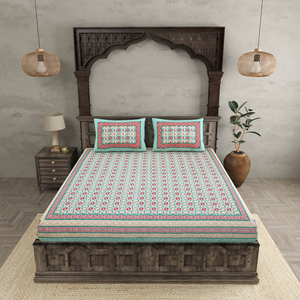 Catchy Canvas Green Double Bedsheet