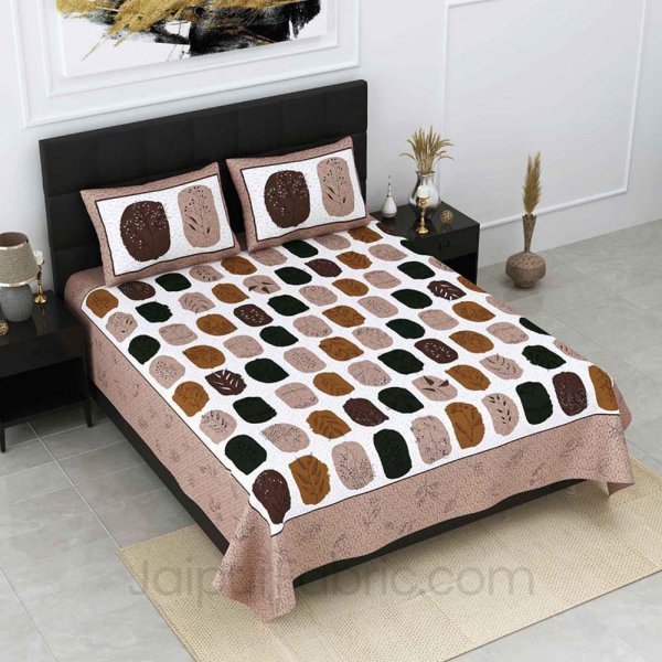 Fossil Tree Print Brown Double Bedsheet