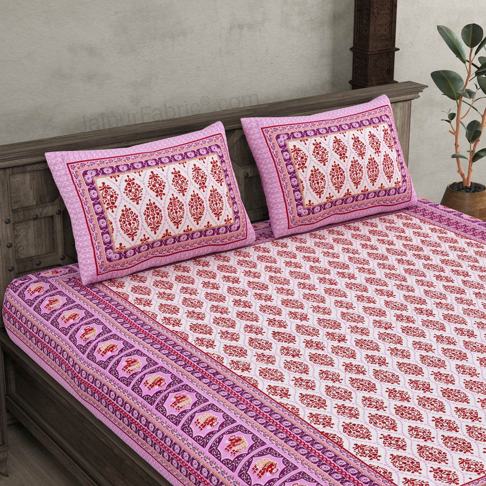 Welcom Tyohaar Pink Double Bedsheet