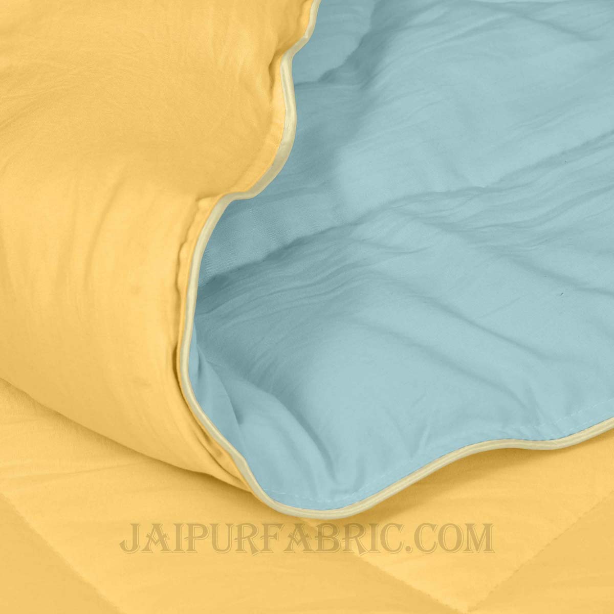 Ultra Soft Fluffy Reversible Yellow Blue Dual Tone Pure Cotton Cover Premium Micro Fibre Filling Double Bed Comforter