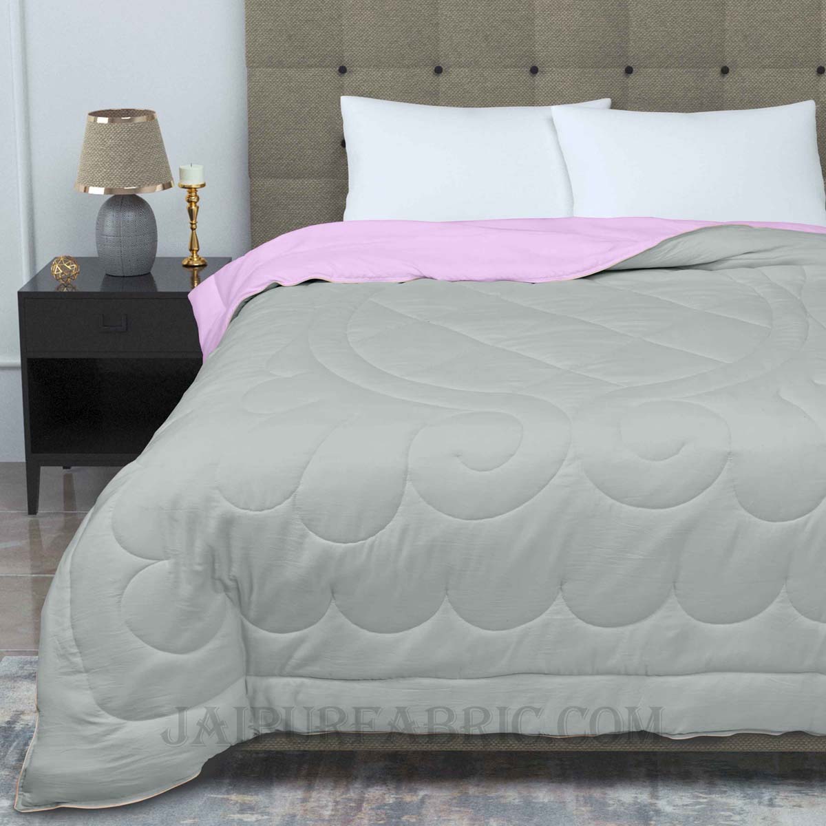 Ultra Soft Fluffy Reversible Purple Grey Dual Tone Pure Cotton Cover Premium Micro Fibre Filling Double Bed Comforter