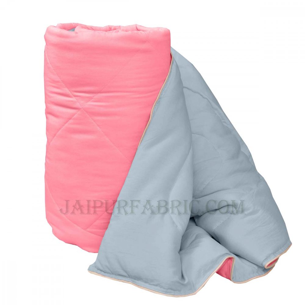 Ultra Soft Fluffy Reversible Grey Pink Dual Tone Pure Cotton Cover Premium Micro Fibre Filling Double Bed Comforter
