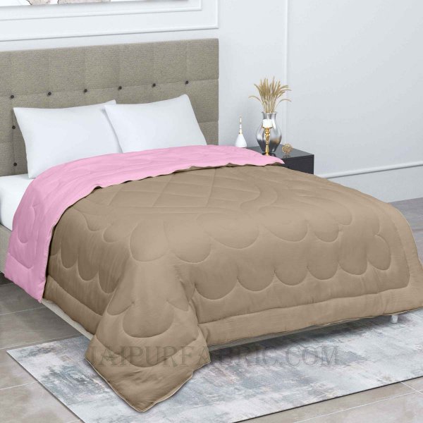 Ultra Soft Fluffy Reversible Pink Brown Dual Tone Pure Cotton Cover Premium Micro Fibre Filling Double Bed Comforter