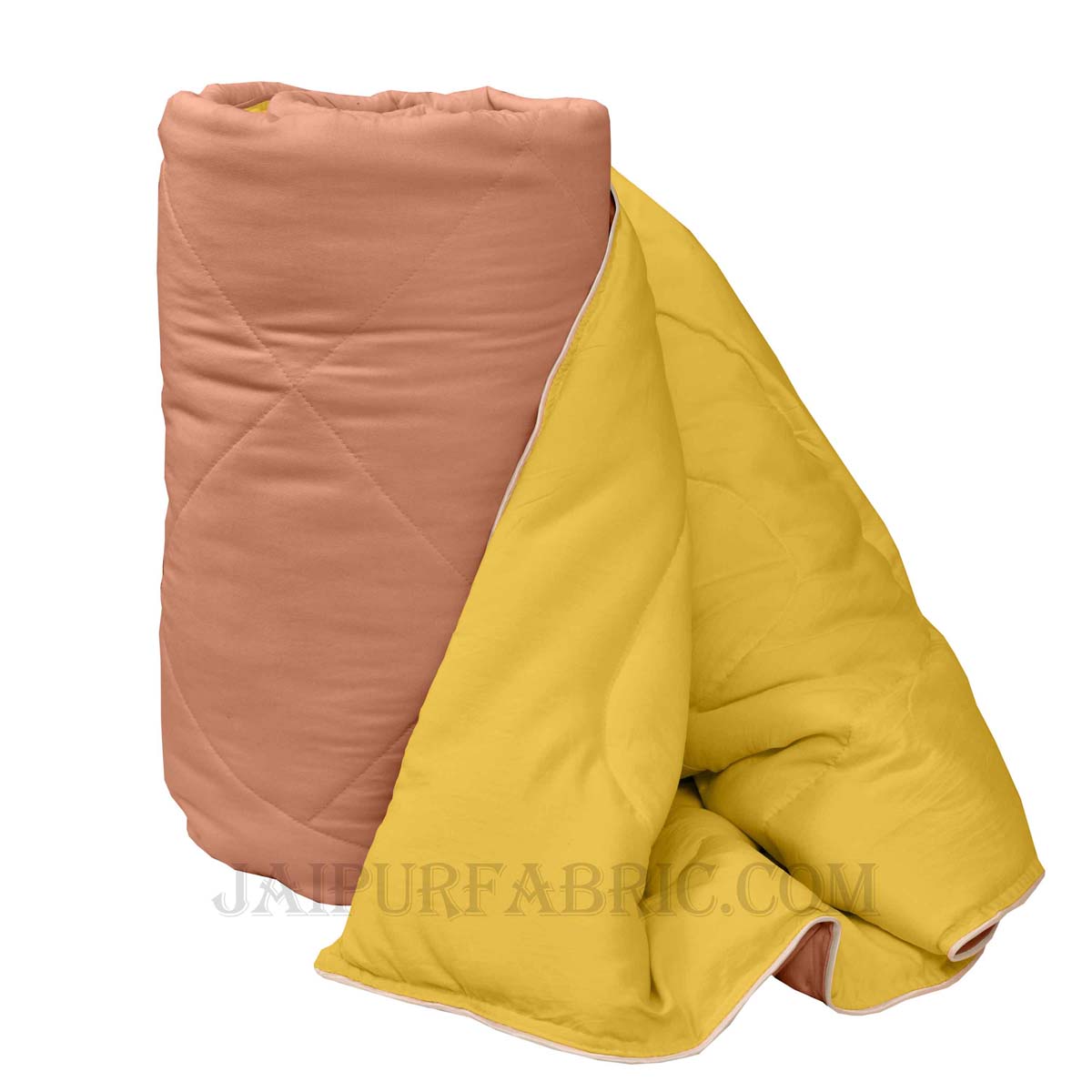 Ultra Soft Fluffy Reversible Brown Yellow Dual Tone Pure Cotton Cover Premium Micro Fibre Filling Double Bed Comforter