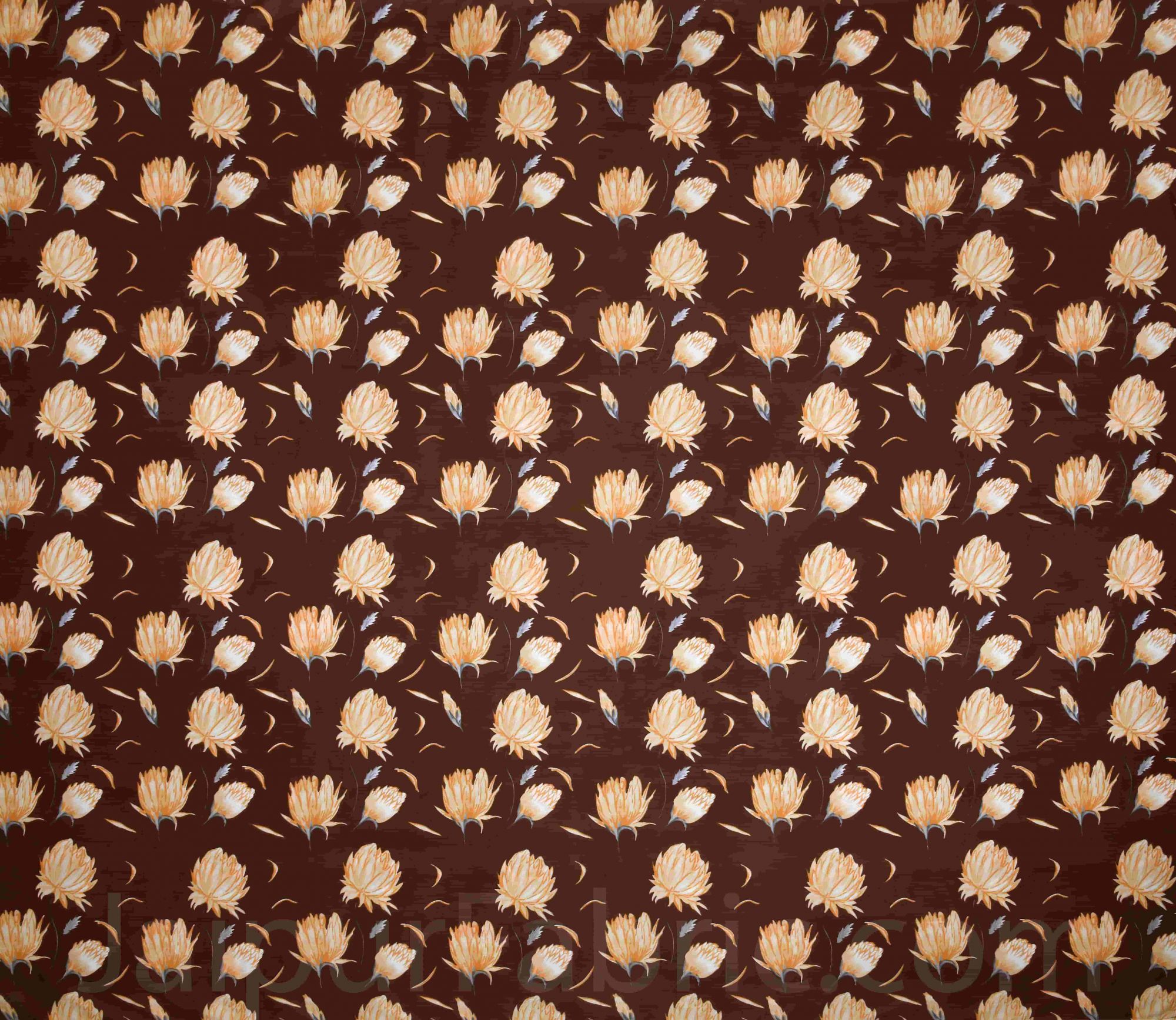 Chocolate Brown Lotus Floral Super Soft Double Bedsheet