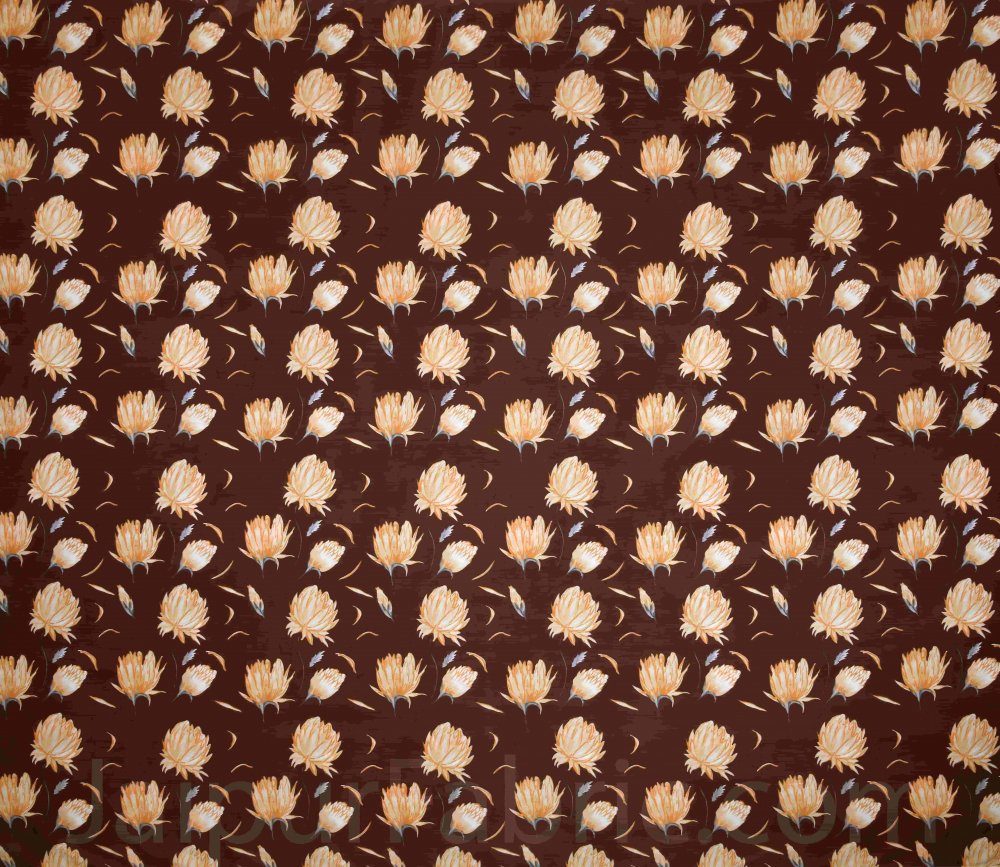 Chocolate Brown Lotus Floral Super Soft Double Bedsheet