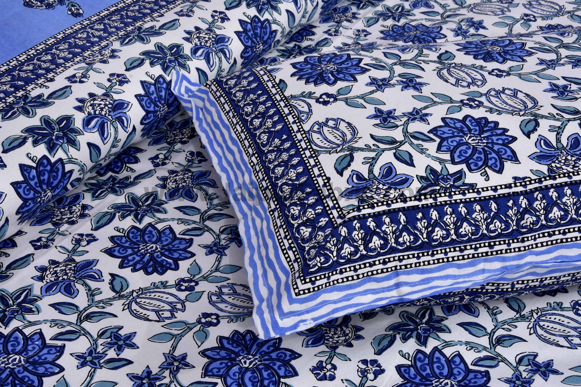 Blue Floral Carnival Double Bedsheet