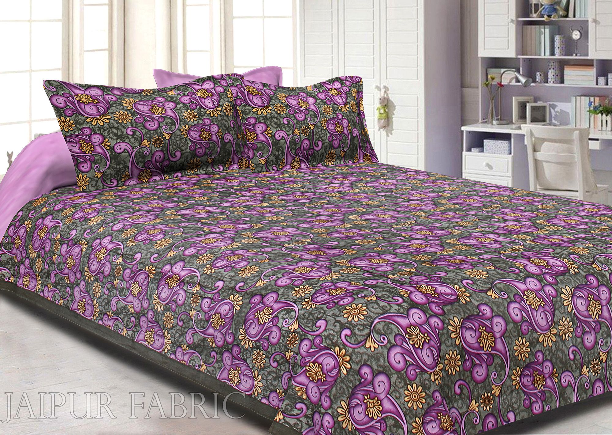 Procion Print Double Bed Sheet with Two Pillow Covers