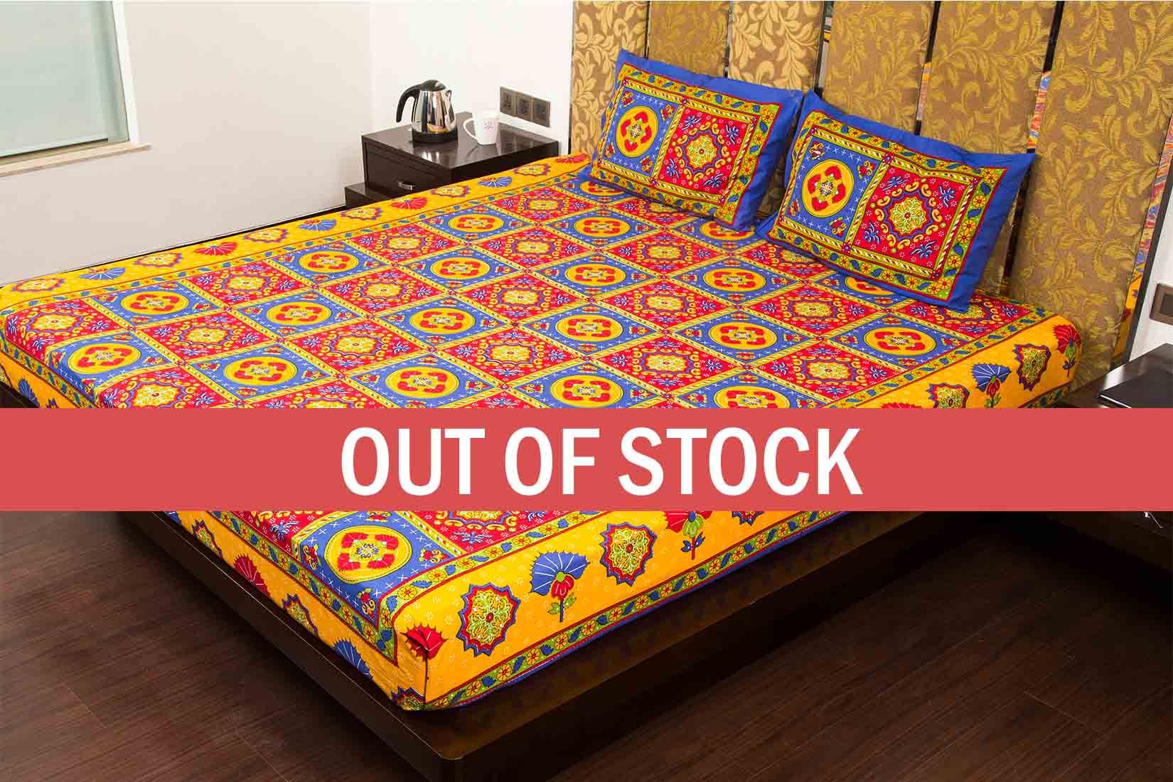 Blue Royal Jaipuri Print Cotton Double Bed Sheet
