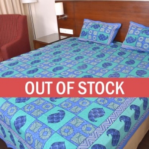 Keri Print  Bice Color Base with Blue Shade Double Bed Sheet
