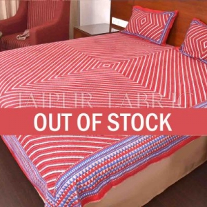 Red Zick Zack Print Double Bed Sheet