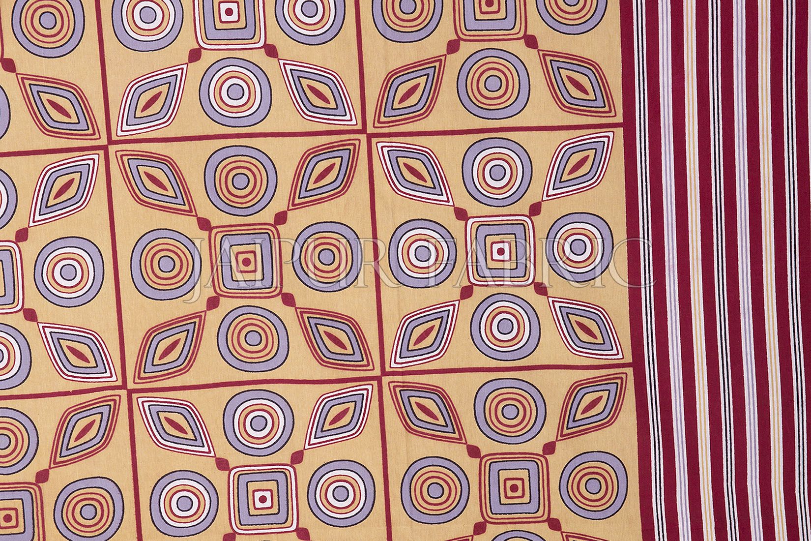 Brown Border Brown Base Multi Shape Pattern Screen Print Cotton Double Bed Sheet