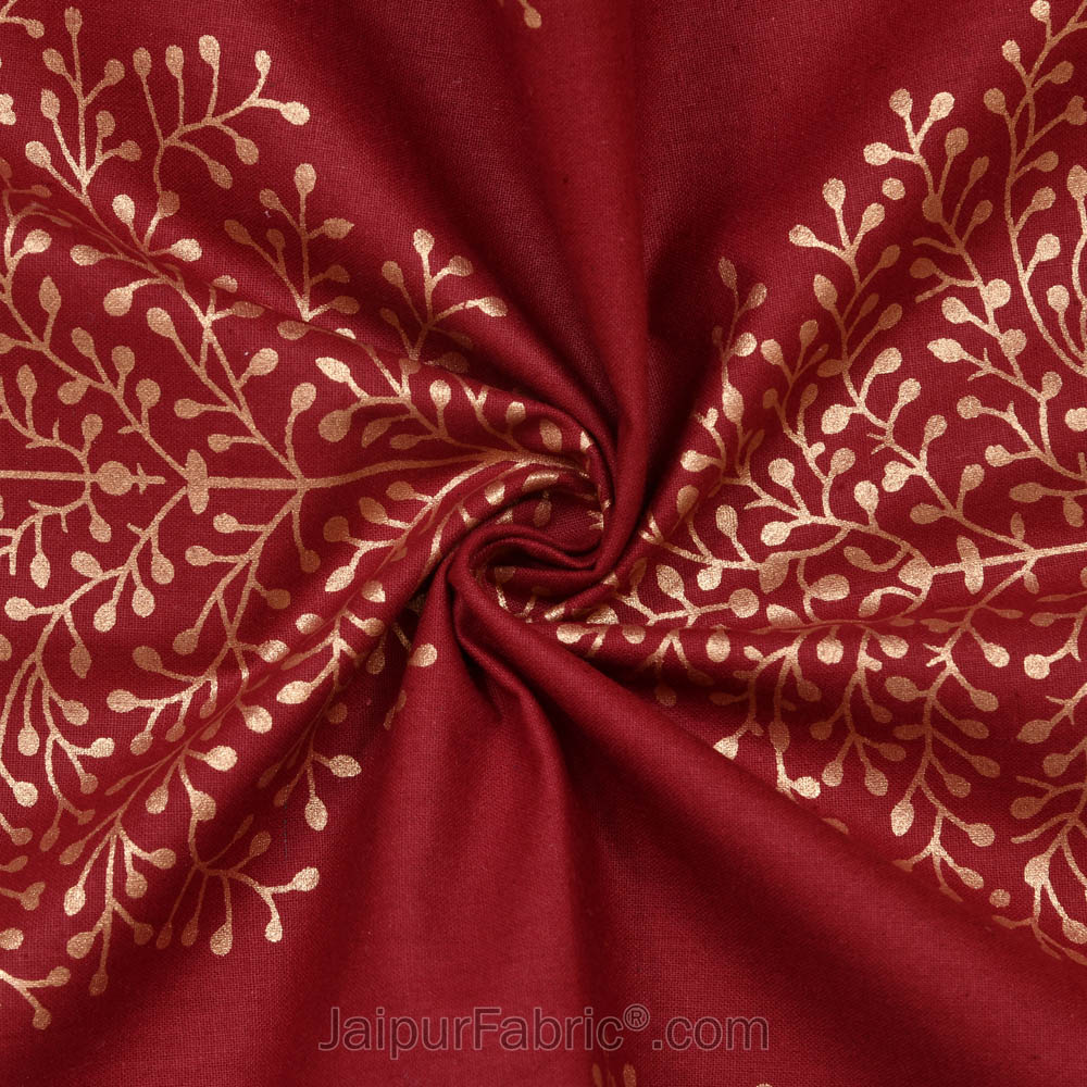 Patola Gold Royal Maroon Paan Festive Cotton BedSheet
