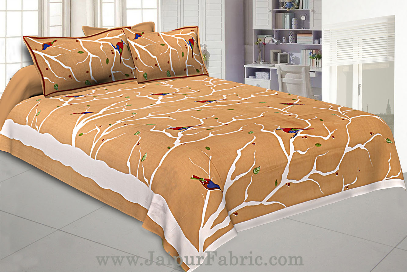 Double Bedsheet Indian Sparrow Brown Color With 2 Pillow covers