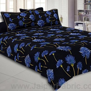 Sun Flower Double Bedsheet Black Color With 2 Pillow covers