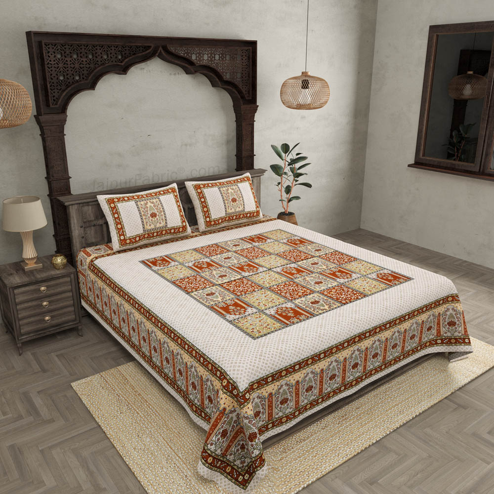 The Rich Legacy Brown Cotton Double Bedsheet